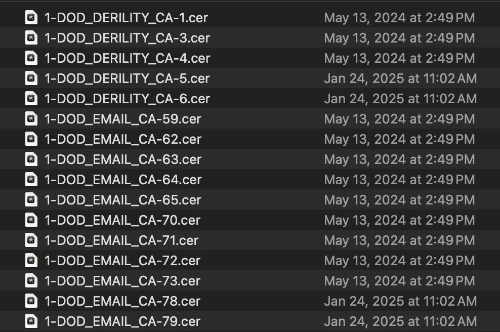 Intermediate CA Certificates